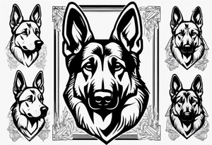 German shepherd with frame tattoo idea