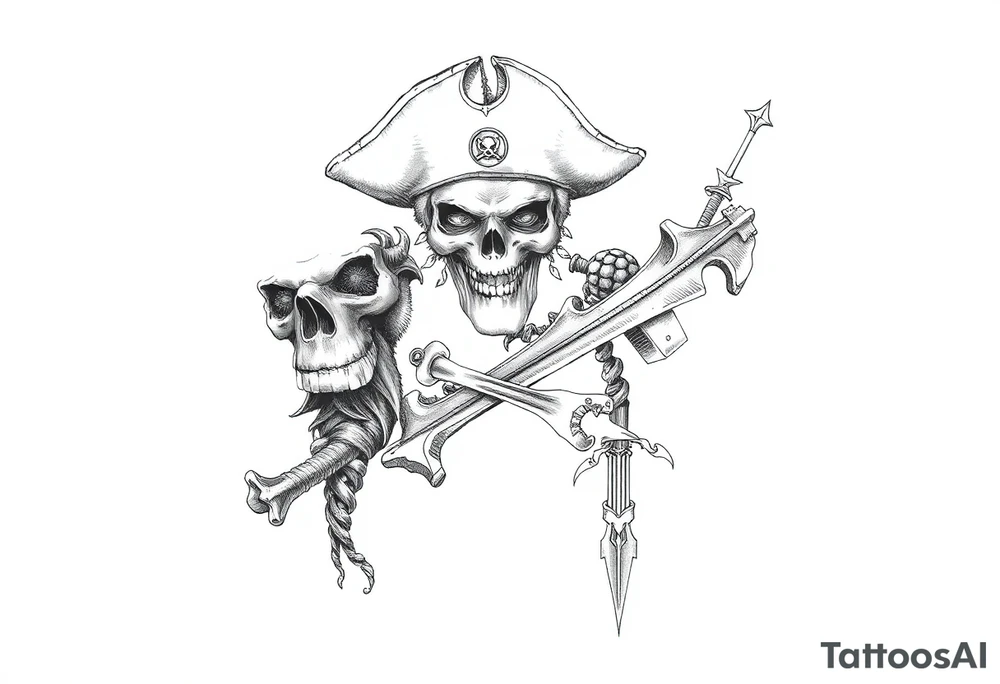pirate theme sleeve tattoo idea