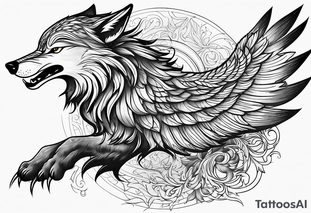 Wolf as a Phoenix tattoo idea