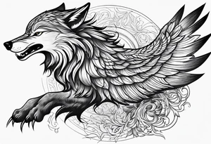 Wolf as a Phoenix tattoo idea