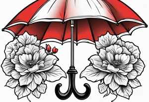 Umbrella with red geraniums tattoo idea