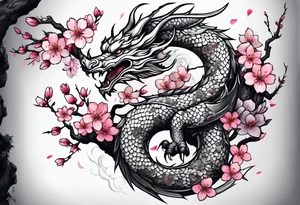 A cherry blossom dragon tattoo idea