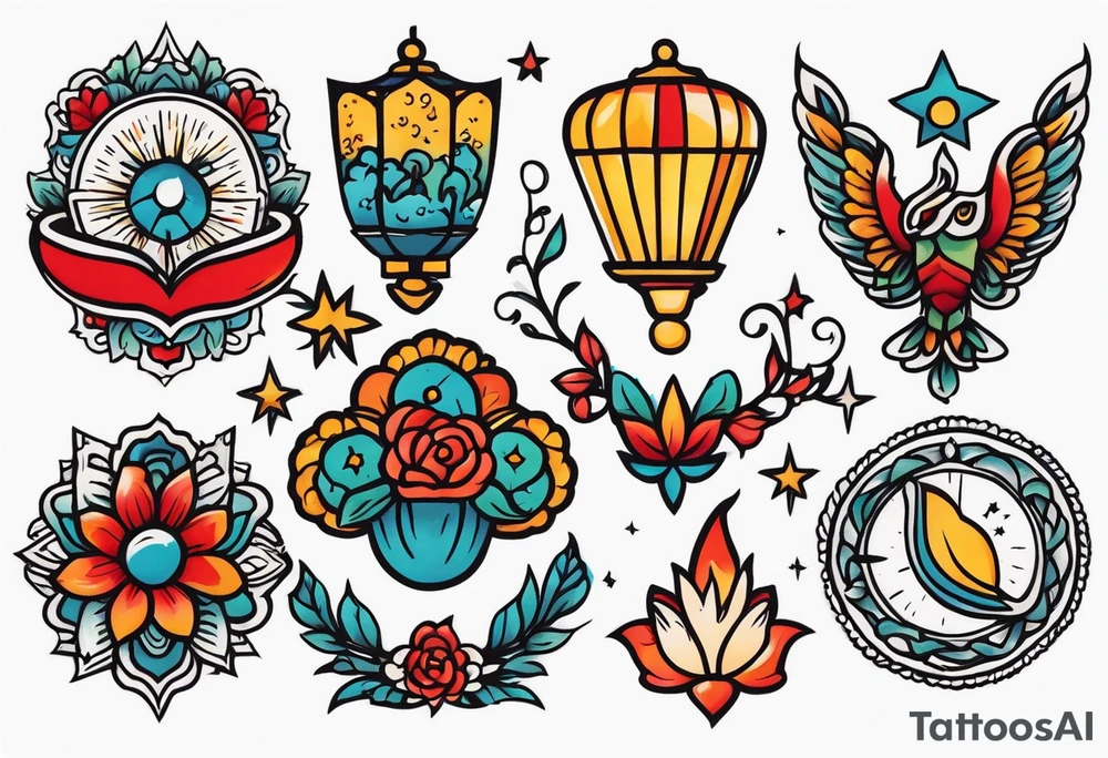 heaven vintage tattoo style old school traditional bold color tattoo idea
