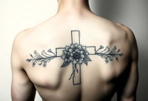 Cross outline with flowers inside tattoo idea
