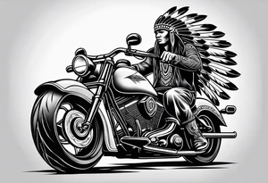 Native american on motorcycle tattoo idea