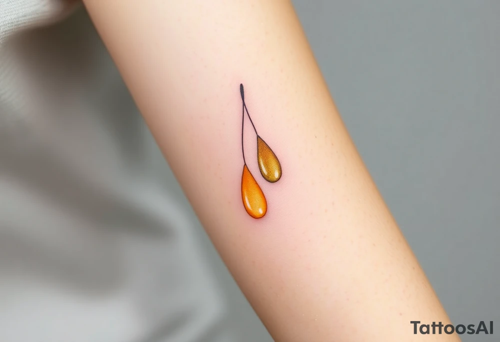 A pair of teardrops cascading from the eyes, in shades of golden yellow and pale peach, symbolizing the quiet release of grief tattoo idea