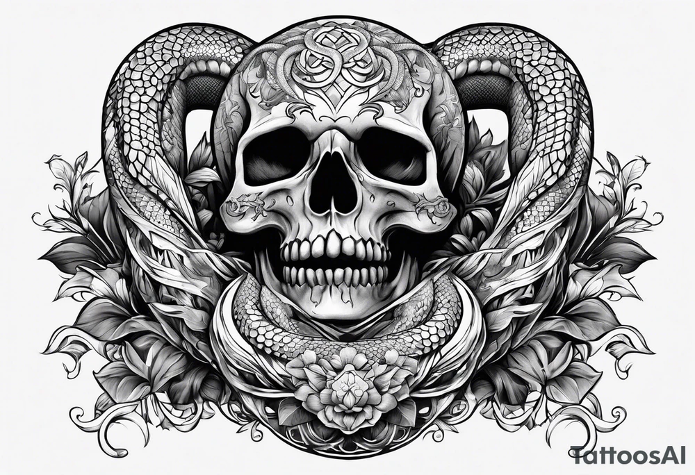 skull and snake tattoo idea