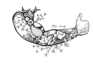 devils ivy with animals tattoo idea