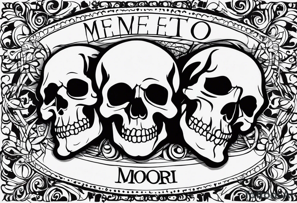 Memento mori written skull sleeve tattoo design tattoo idea