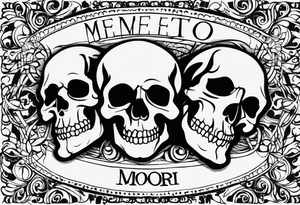 Memento mori written skull sleeve tattoo design tattoo idea