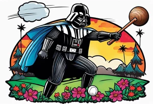 Darth Vader playing croquet with bob ross tattoo idea