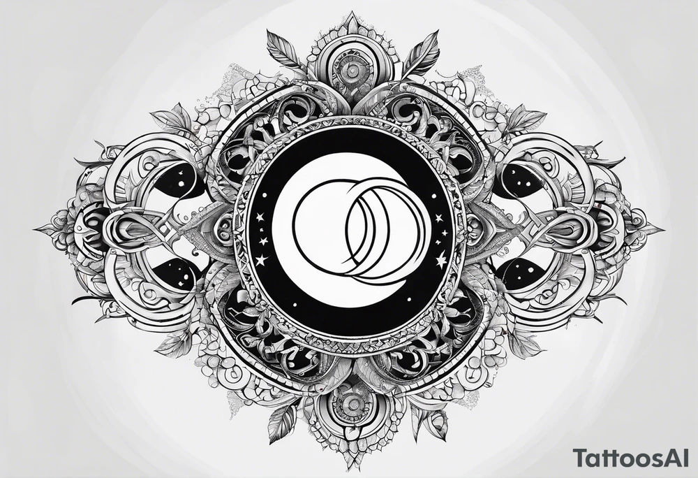 infinity symbol with the sun by onw side and the moon by the other tattoo idea