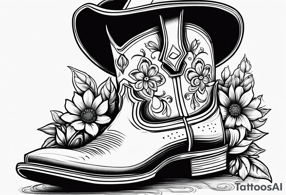 Cowboy flowers inside boots boots cowboy hat howdy tattoo idea