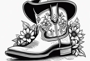 Cowboy flowers inside boots  boots cowboy hat howdy tattoo idea