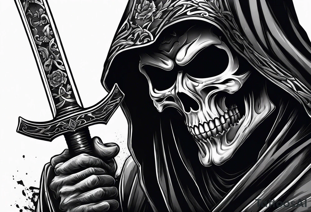 grim reaper with katana tattoo idea