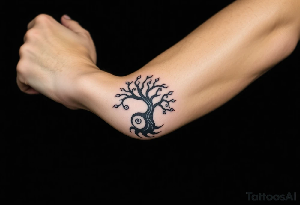 Swirling 
Tree moving in a spiral direction tattoo idea