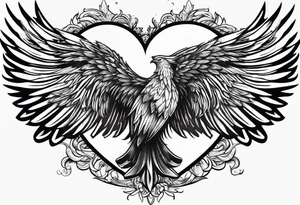 phoenix wings that makes a heart tattoo idea