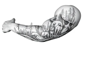 Forest with animals tattoo idea