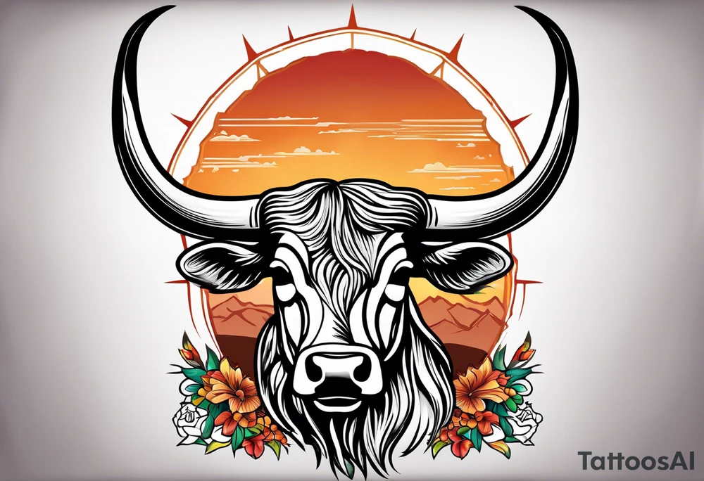 cybersigilism mean Longhorn with state of texas behind it 
With “512” on top of head tattoo idea