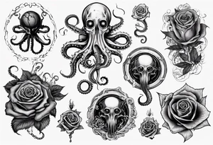 lovecraft theme with tentacle
and rose tattoo idea