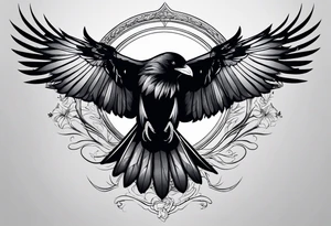 crow with open wings tattoo idea