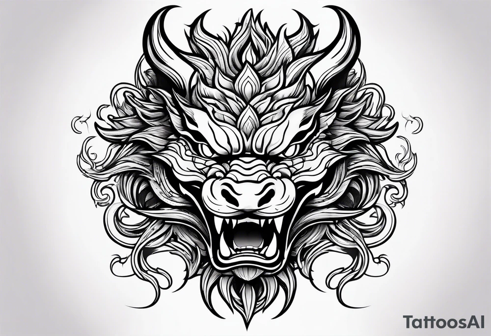 chinese dragon face tattoo idea