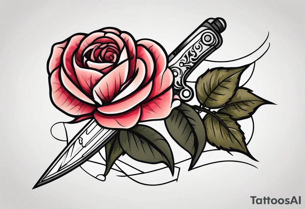 Messer mit Stacheldraht und Rose tattoo idea