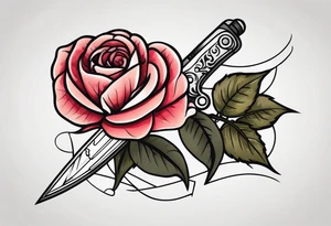 Messer mit Stacheldraht und Rose tattoo idea