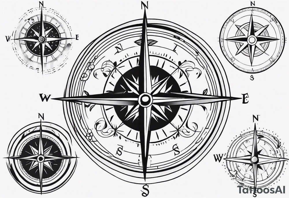 Vintage Compass Design tattoo idea