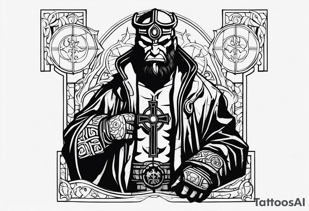 hellboy with church tattoo idea