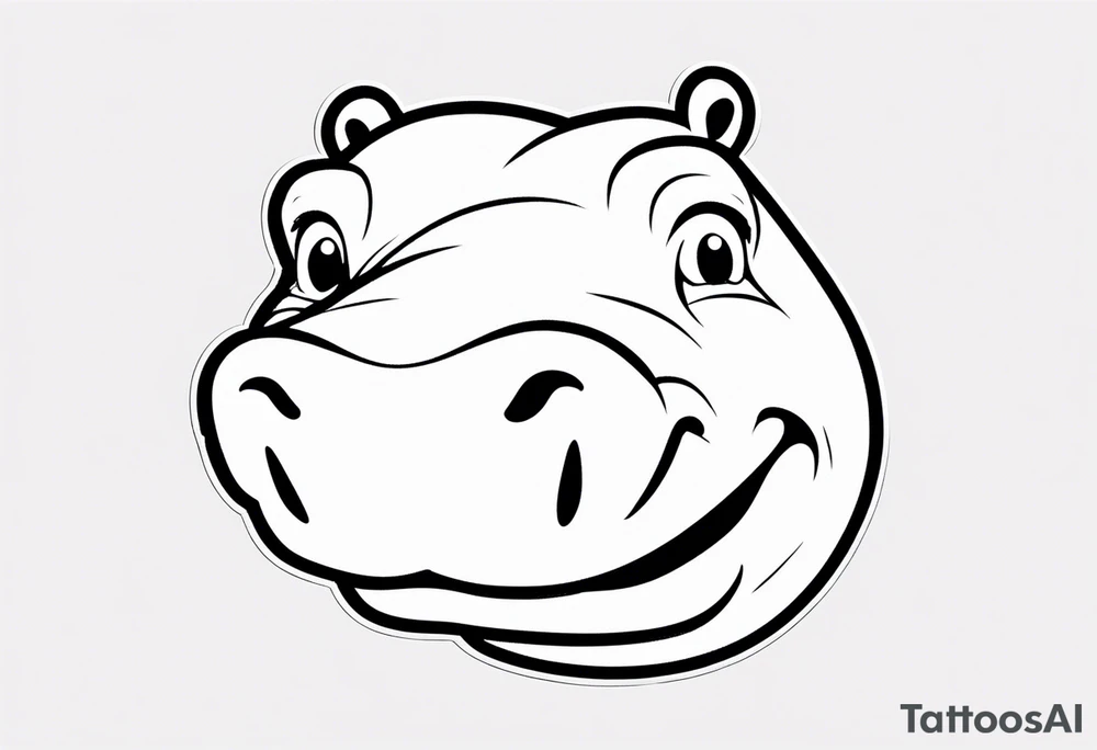 Baby hippo face laughing tattoo idea
