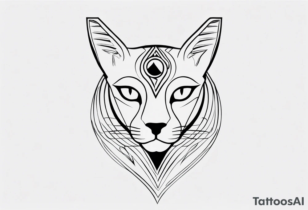 Simple tattoo of Bastet in a simple way, masculine but with the eye of Ra tattoo idea