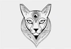 Simple tattoo of Bastet in a simple way, masculine but with the eye of Ra tattoo idea