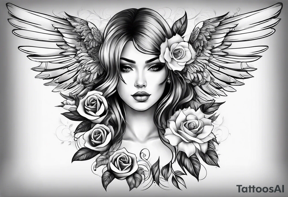 sleeve tattoo full guns and flowers and wings tattoo idea