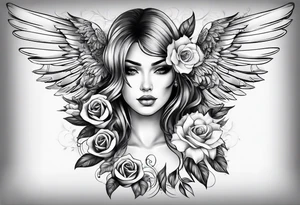 sleeve tattoo full guns and flowers and wings tattoo idea