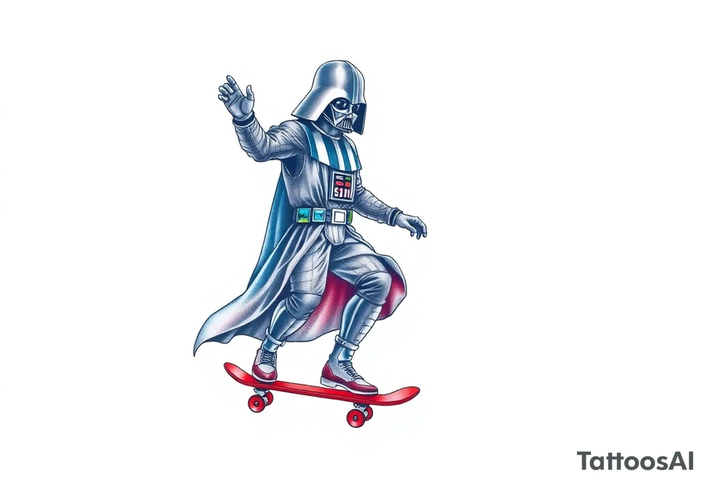 Darth Vader skateboarding >
blue & red tattoo idea