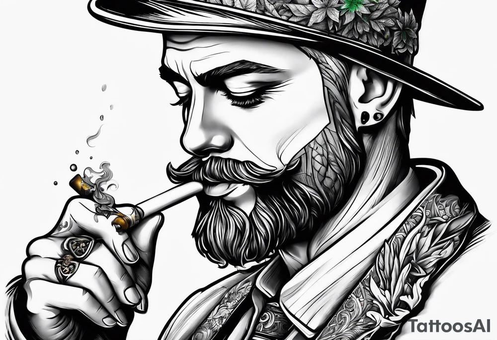 smoking weed, reading a book tattoo idea
