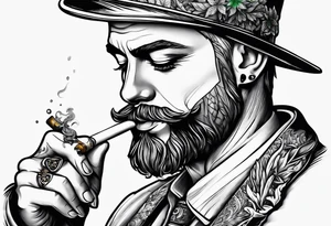 smoking weed, reading a book tattoo idea