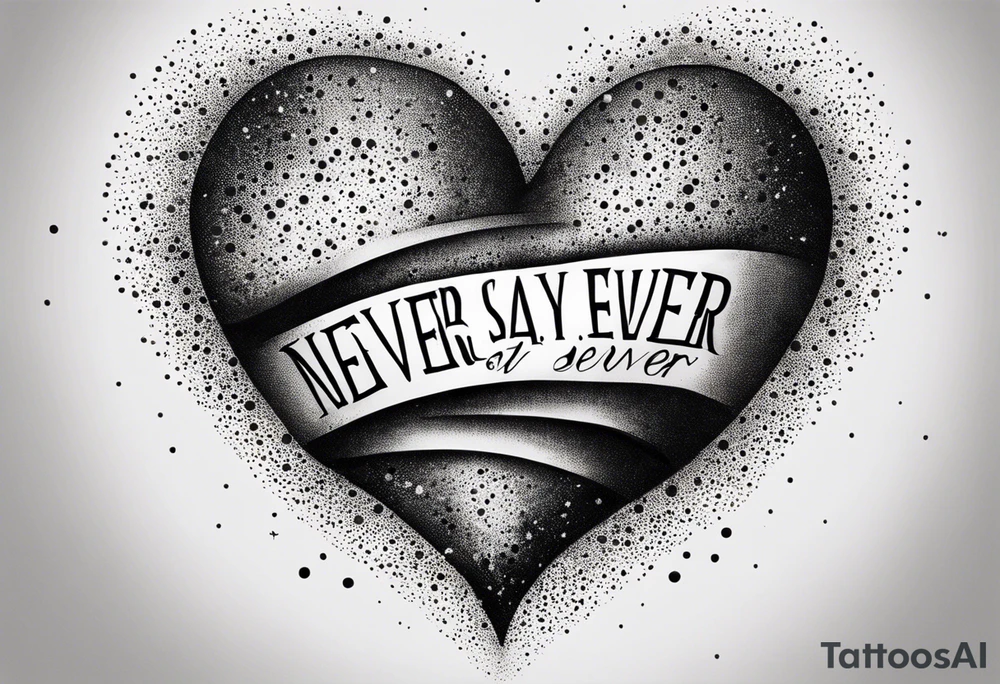 Broken Heart that says Never Say Never tattoo idea