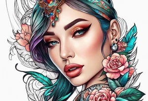 Women and flower tattoo idea