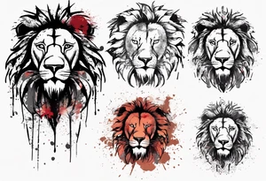 Lion, trash polka tattoo idea