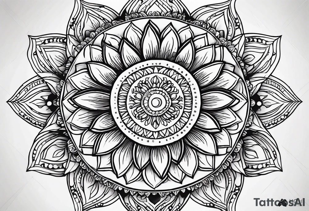Mandala sun flower tattoo idea