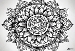 Mandala sun flower tattoo idea