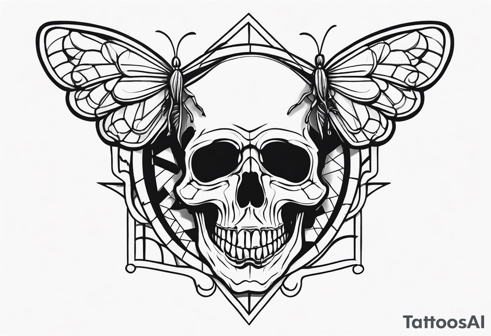 Skull and moth tattoo idea