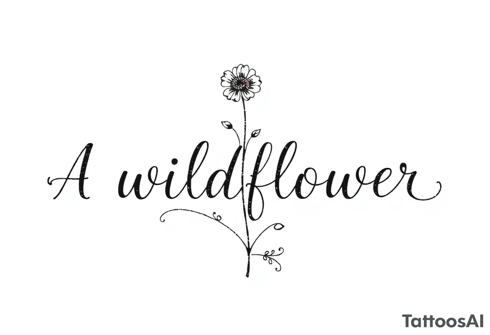 A wildflower with the word wildflower as the stem tattoo idea