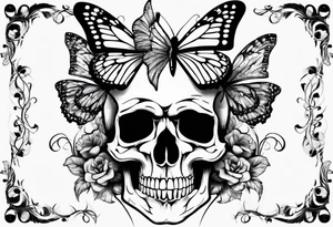 Broken Skull with butterfly coming out tattoo idea