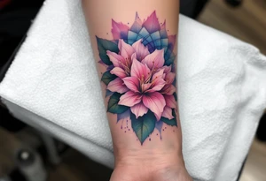 rhododendron trippy with mandala behind tattoo idea