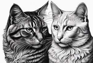 2 cats and crescent moon tattoo idea