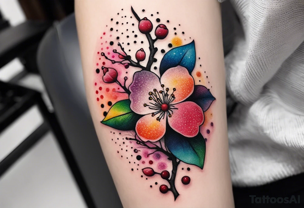 Cherry blossoms in a rainbow of colors tattoo idea