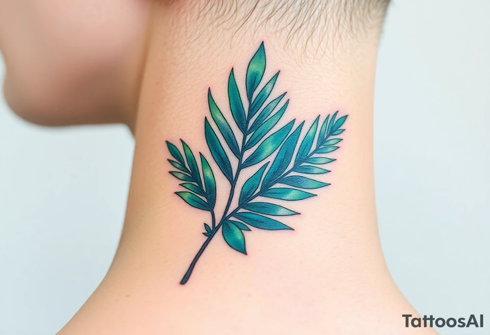 palm leaves neck tattoo tattoo idea
